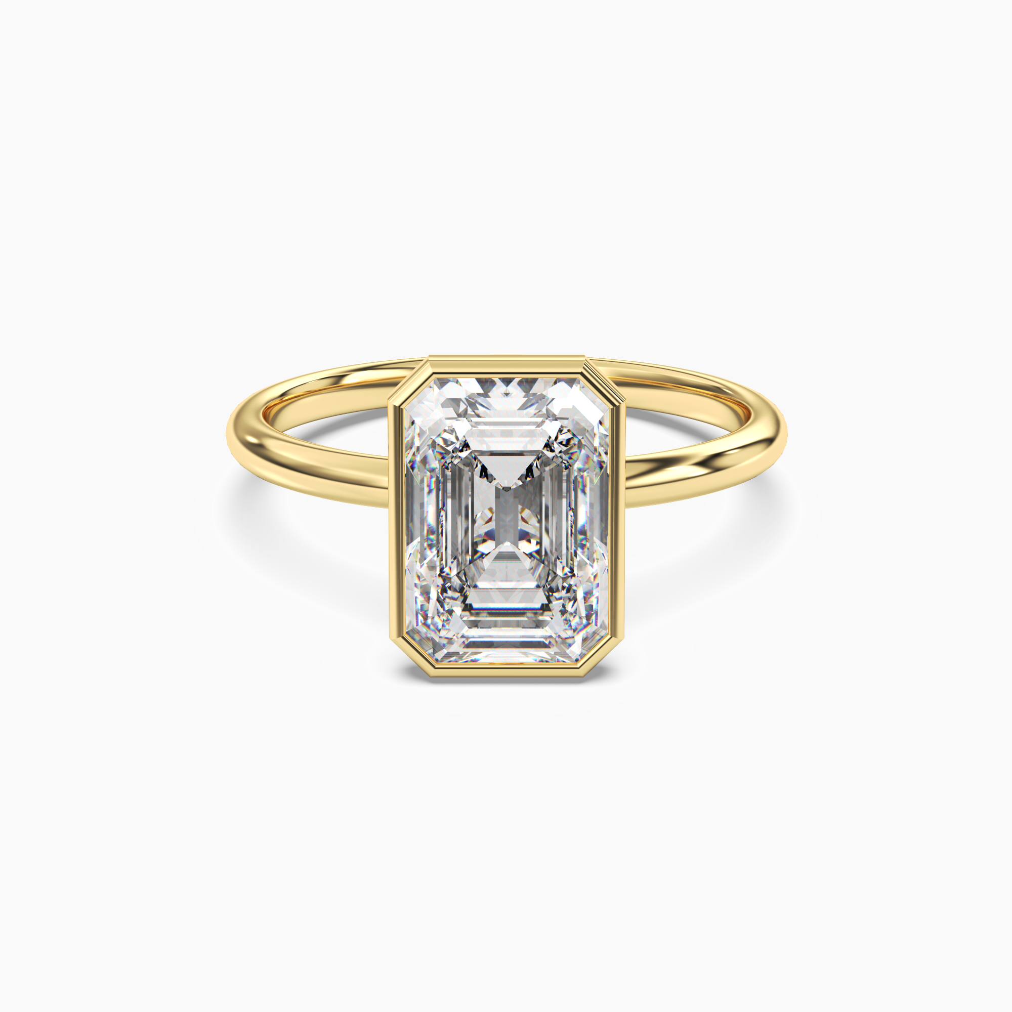 Bezel Emerald Hidden Halo Diamond Ring Setting in 14K Rose Gold