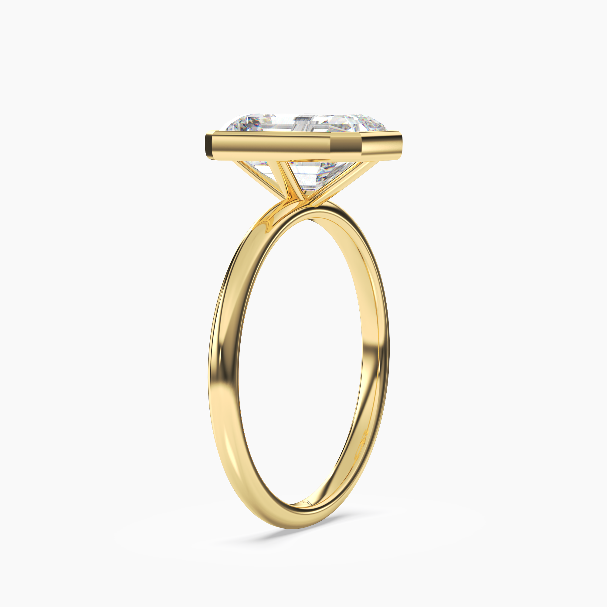 Bezel Emerald Hidden Halo 3 Carat Lab Grown Diamond Engagement Ring in 14K Rose Gold