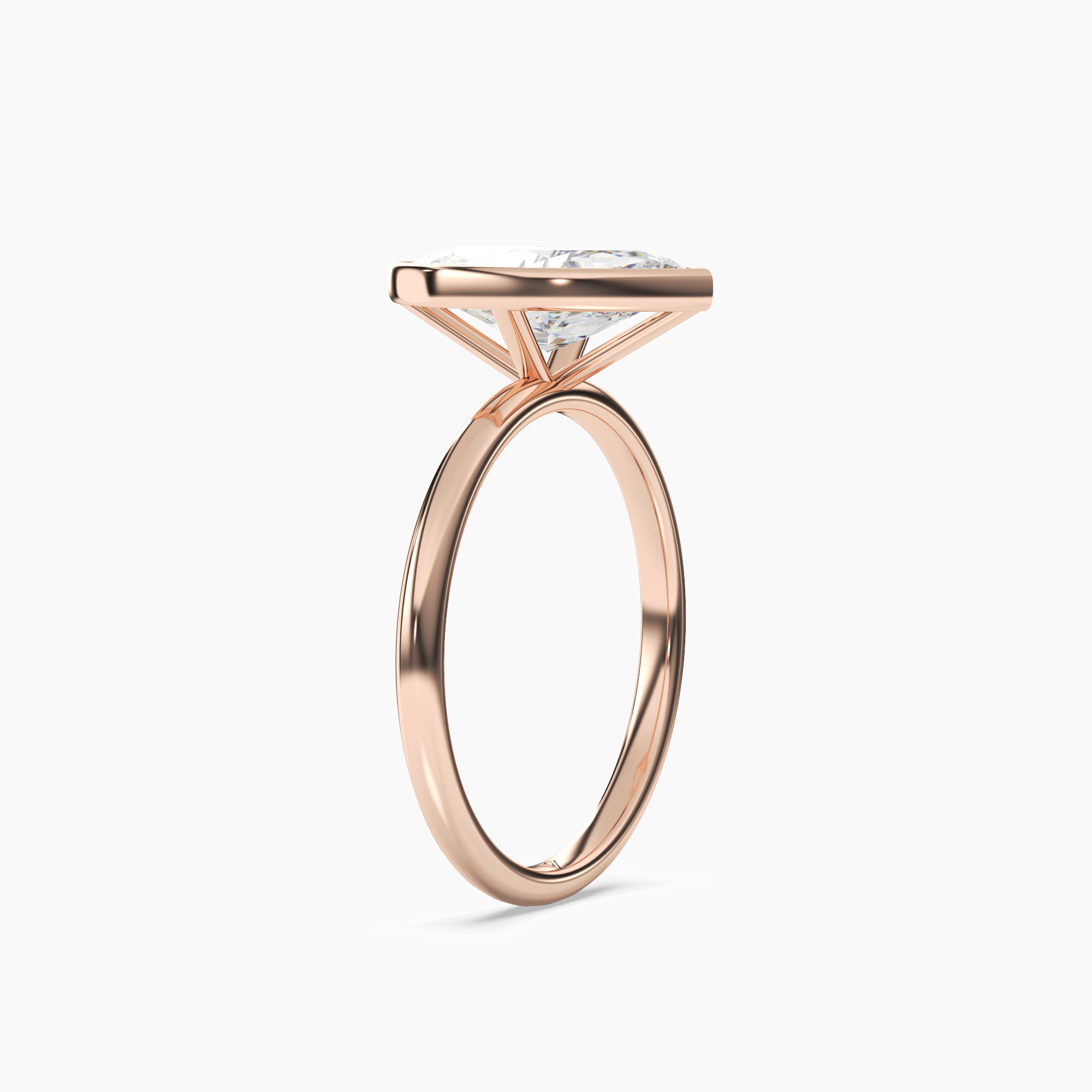 Bezel Marquise Hidden Halo 1.5 Carat Lab Grown Diamond Engagement Ring in 18K White Gold