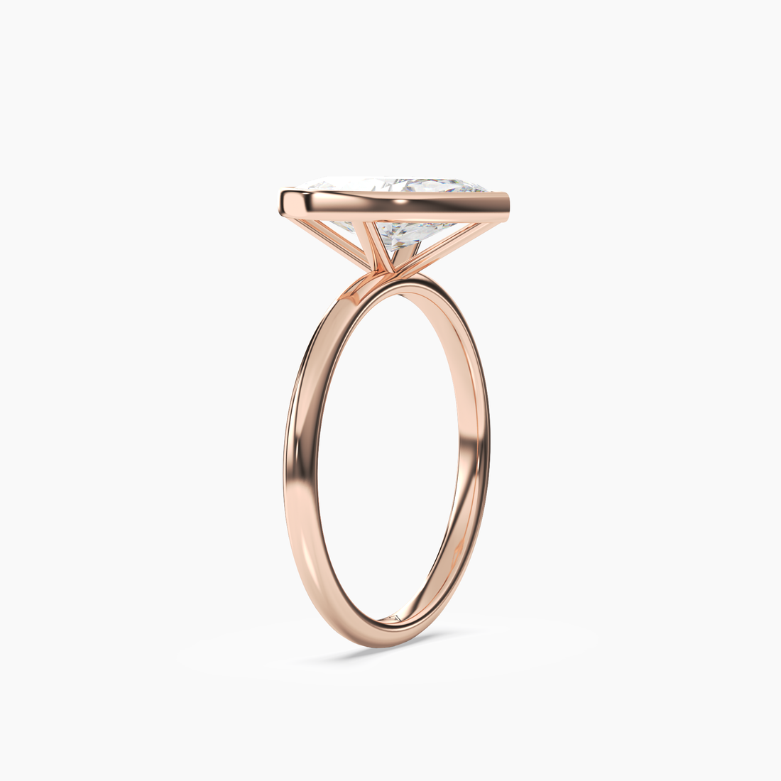 Bezel Marquise Hidden Halo 2.5 Carat Lab Grown Diamond Engagement Ring in 14K Yellow Gold