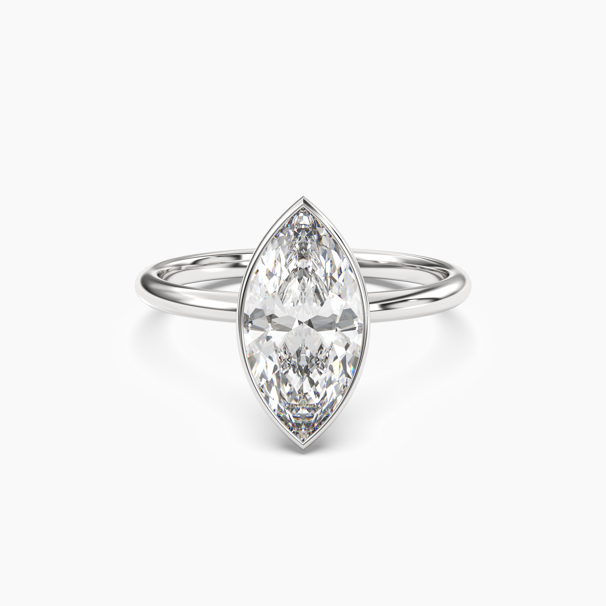 Bezel Marquise Hidden Halo Diamond Ring Setting in 14K Yellow Gold