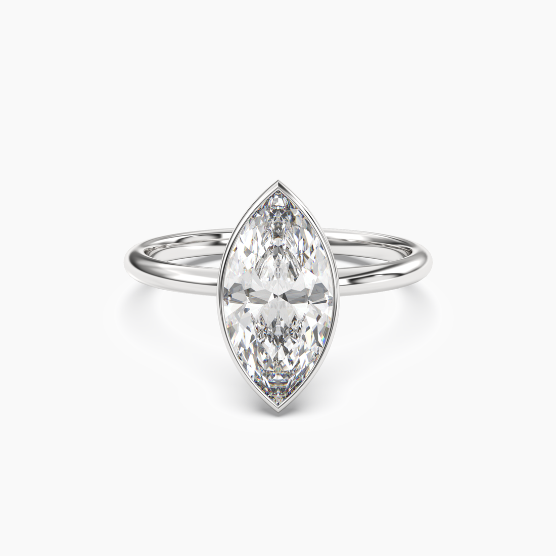 Bezel Marquise Hidden Halo 2.5 Carat Lab Grown Diamond Engagement Ring in 14K White Gold