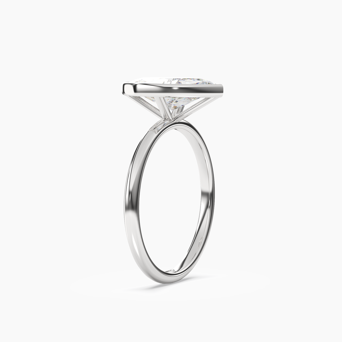 Bezel Marquise Hidden Halo 3 Carat Lab Grown Diamond Engagement Ring in 18K Yellow Gold