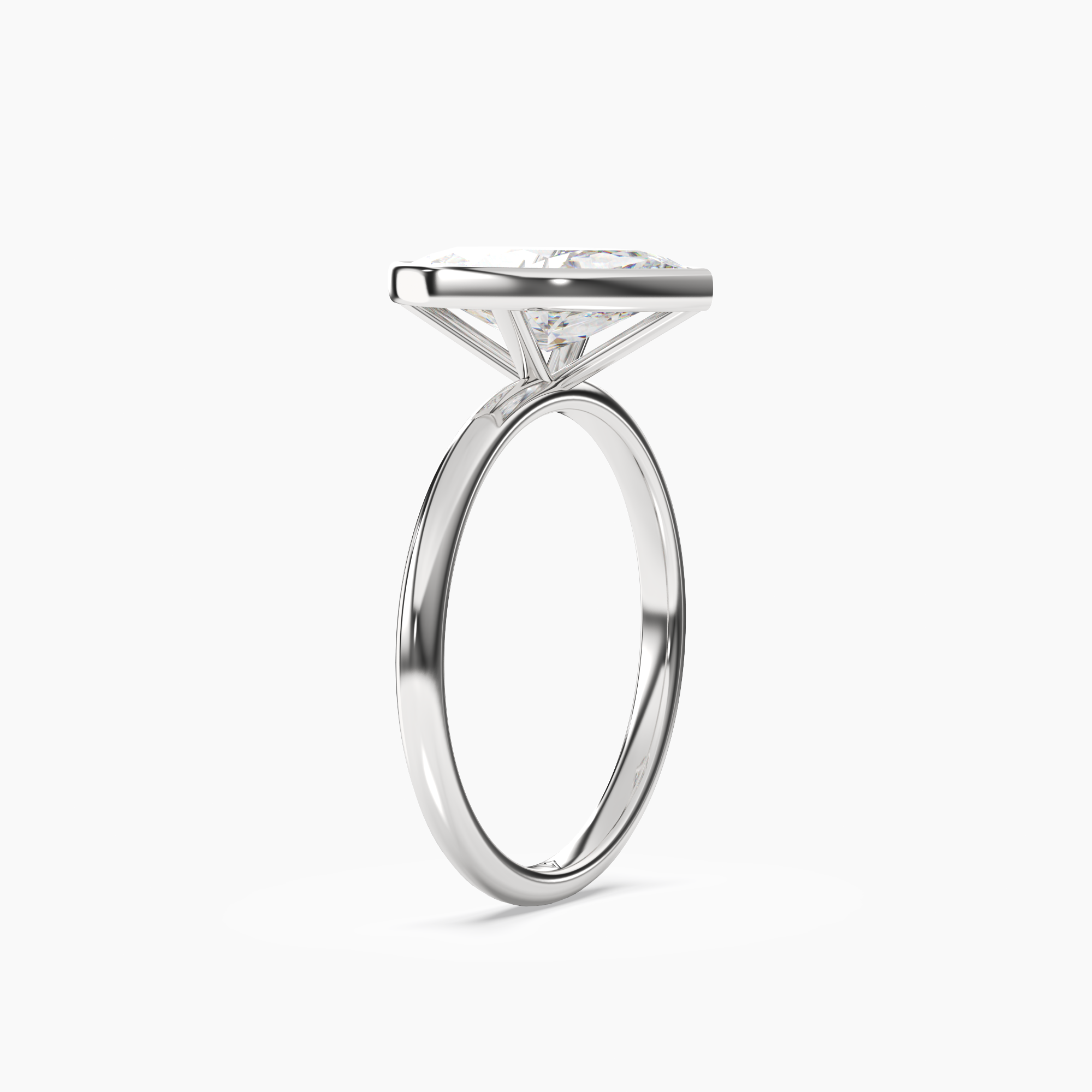 Bezel Marquise Hidden Halo 1.5 Carat Lab Grown Diamond Engagement Ring in 14K Yellow Gold