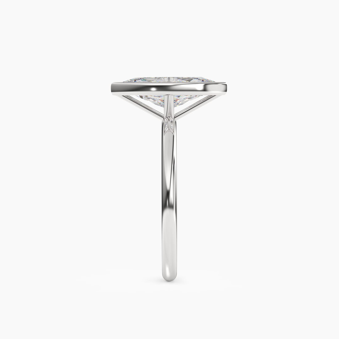 Bezel Marquise Hidden Halo 1.5 Carat Lab Grown Diamond Engagement Ring in 14K Yellow Gold