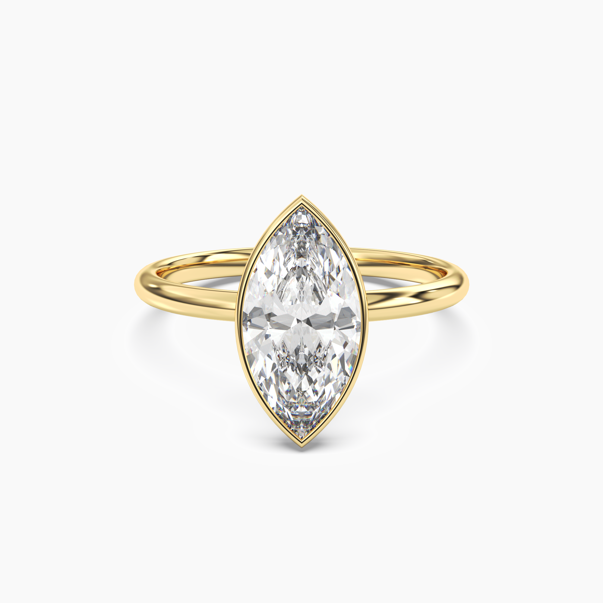 Bezel Marquise Hidden Halo Diamond Ring Setting in 14K Yellow Gold