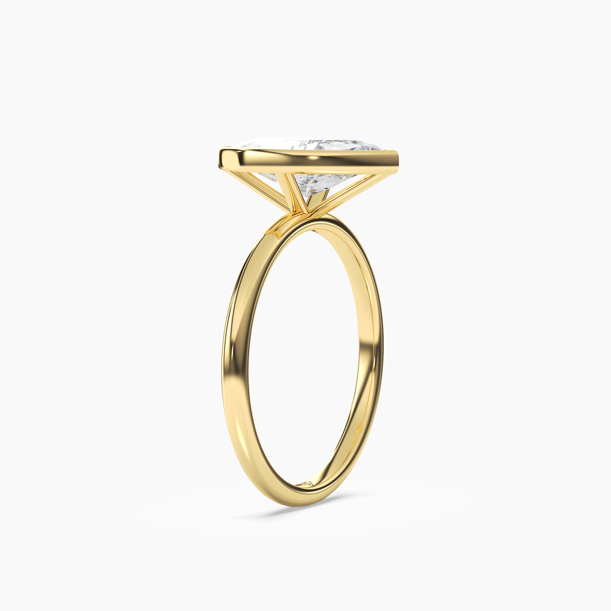 Bezel Marquise Hidden Halo 1 Carat Lab Grown Diamond Engagement Ring in 18K White Gold