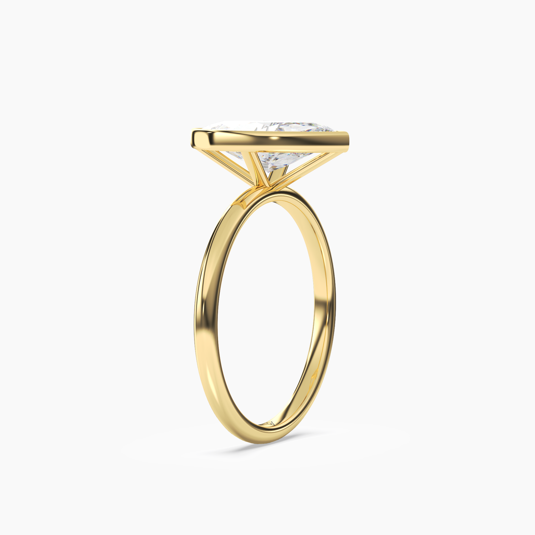 Bezel Marquise Hidden Halo 1.5 Carat Lab Grown Diamond Engagement Ring in 14K Rose Gold