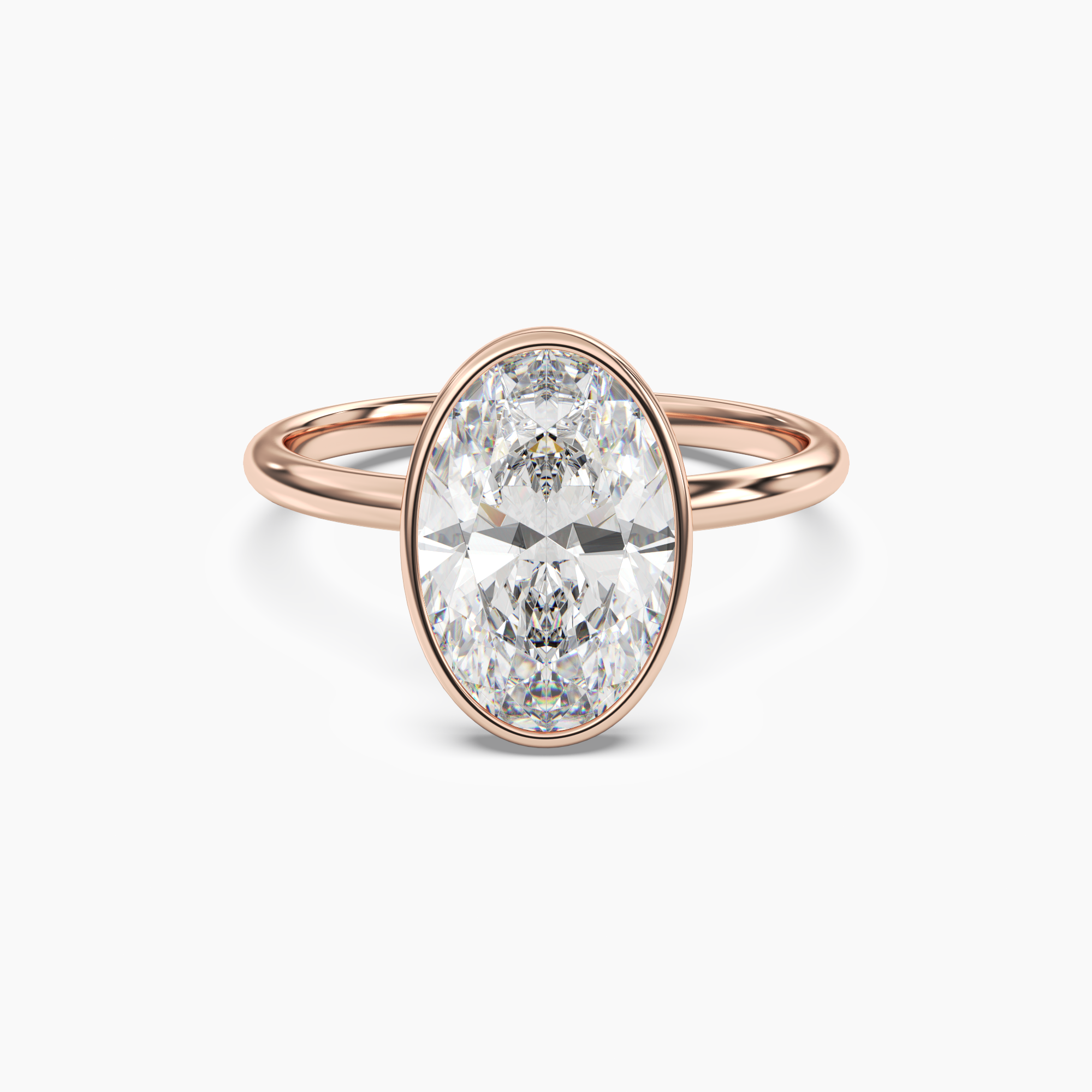 Bezel Oval Hidden Halo 3 Carat Lab Grown Diamond Engagement Ring in 14K White Gold