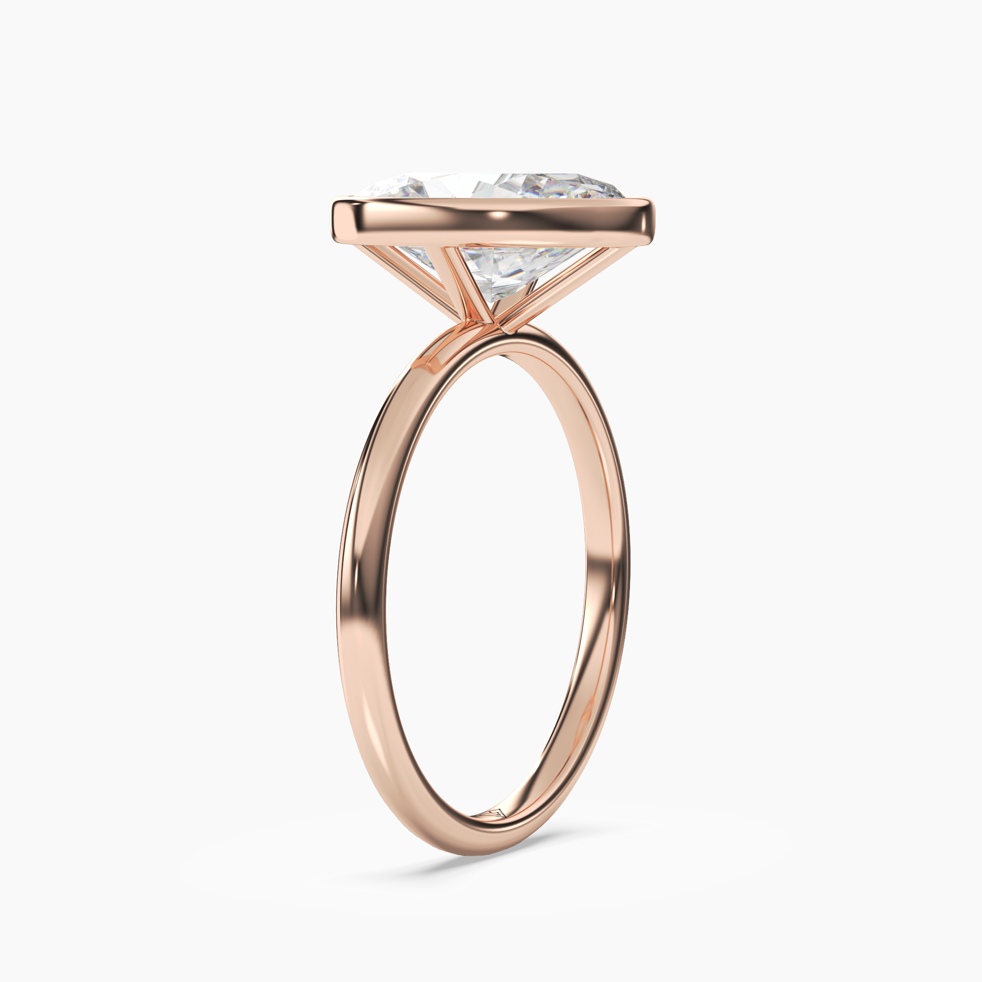 Bezel Oval Hidden Halo 2 Carat Lab Grown Diamond Engagement Ring in 18K Yellow Gold
