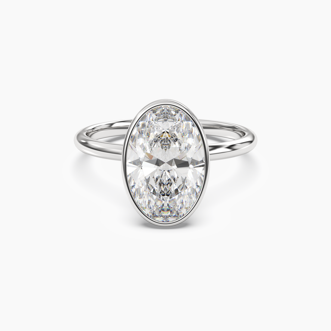 Bezel Oval Hidden Halo Diamond Ring Setting in 18K Yellow Gold