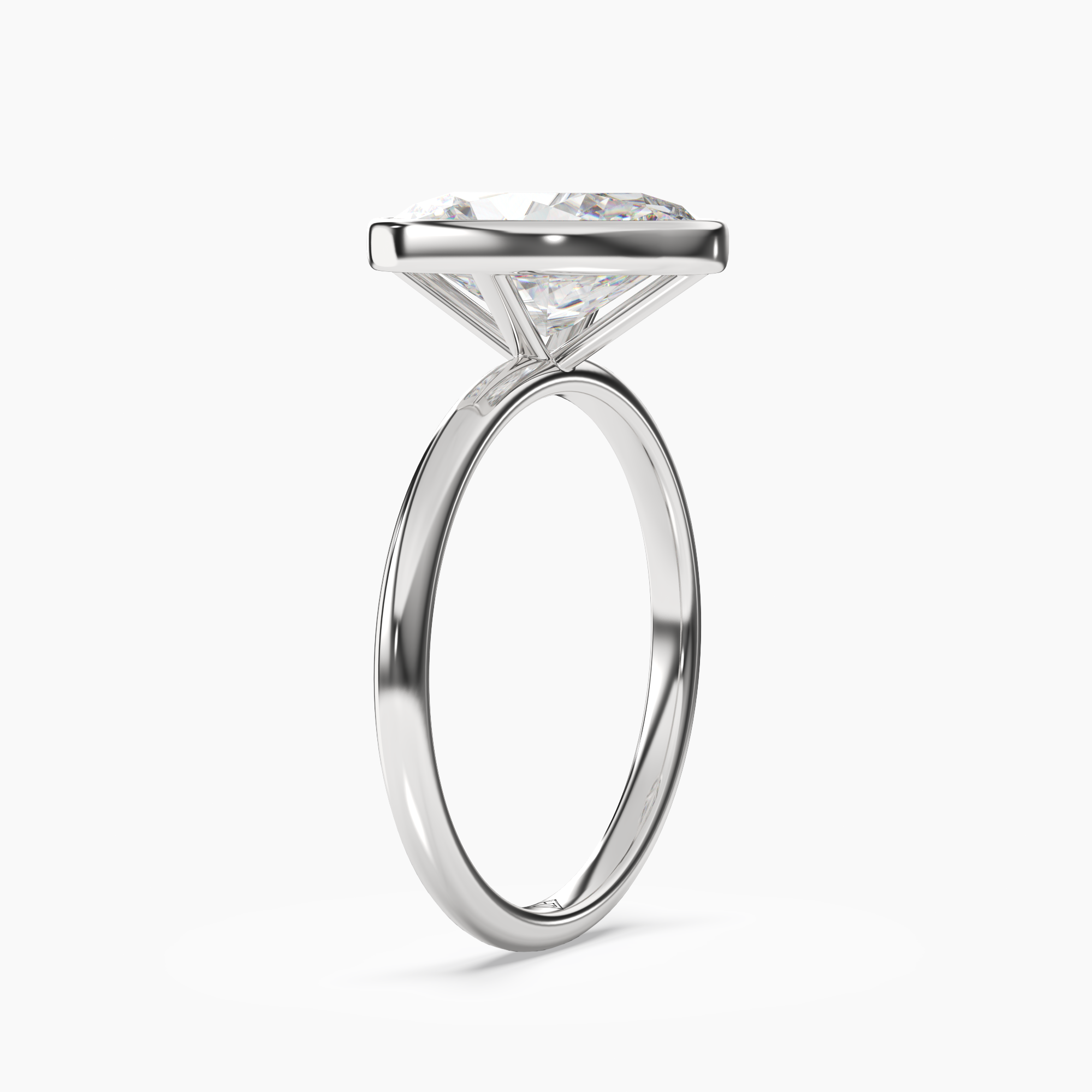 Bezel Oval Hidden Halo 1.5 Carat Lab Grown Diamond Engagement Ring in 14K Rose Gold