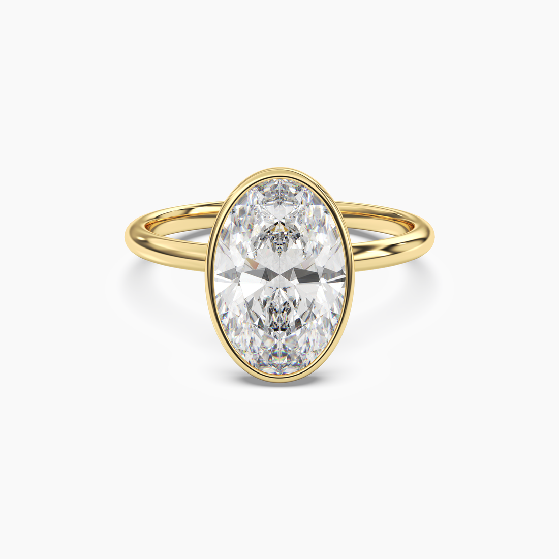 Bezel Oval Hidden Halo 1 Carat Lab Grown Diamond Engagement Ring in 14K White Gold