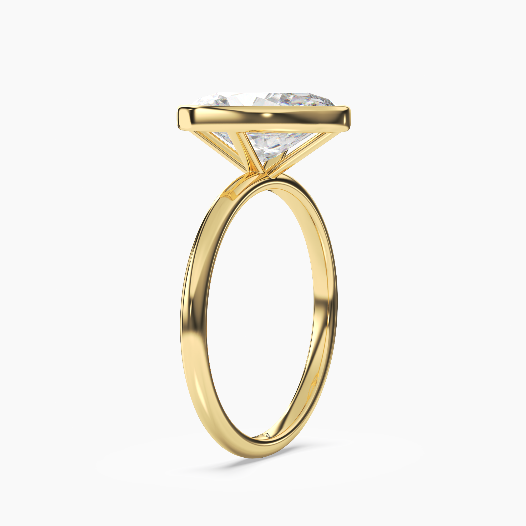 Bezel Oval Hidden Halo 1.5 Carat Lab Grown Diamond Engagement Ring in 14K White Gold