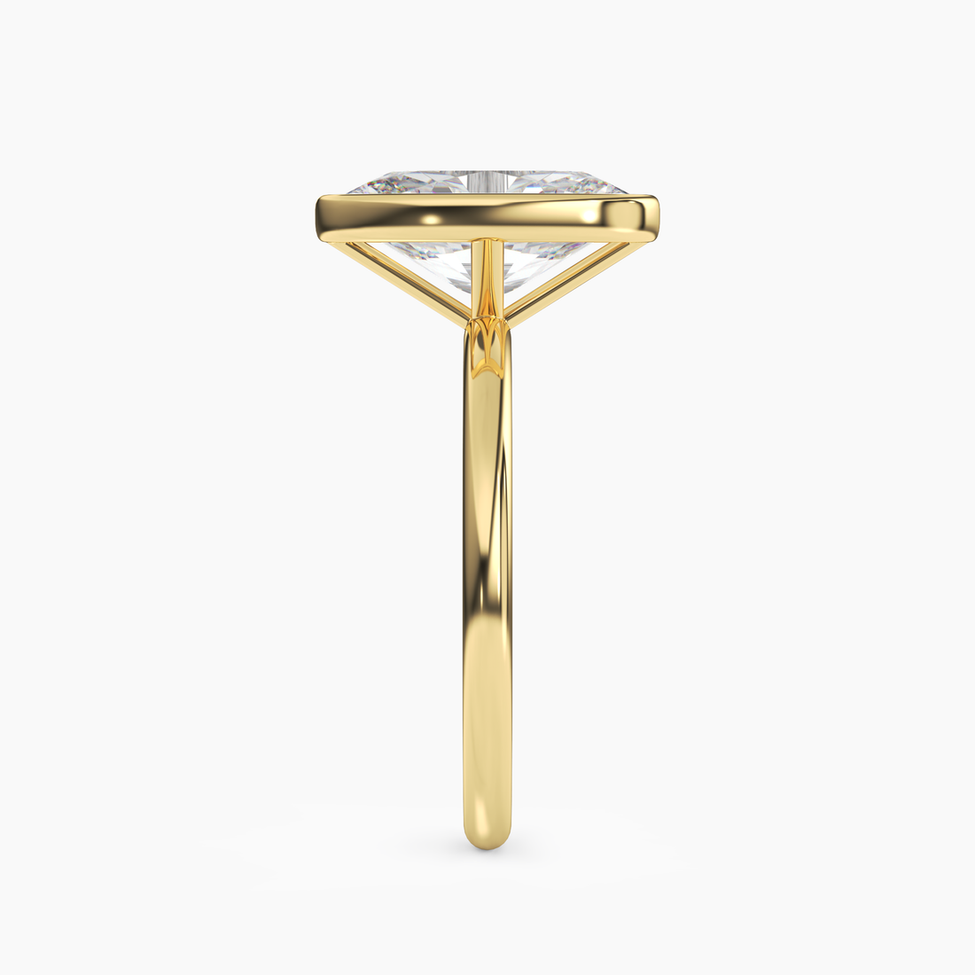 Bezel Oval Hidden Halo 2.5 Carat Lab Grown Diamond Engagement Ring in 18K Yellow Gold
