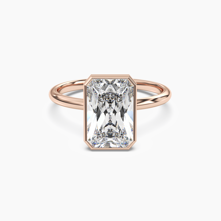 Bezel Radiant Hidden Halo 1.5 Carat Lab Grown Diamond Engagement Ring in 14K Rose Gold