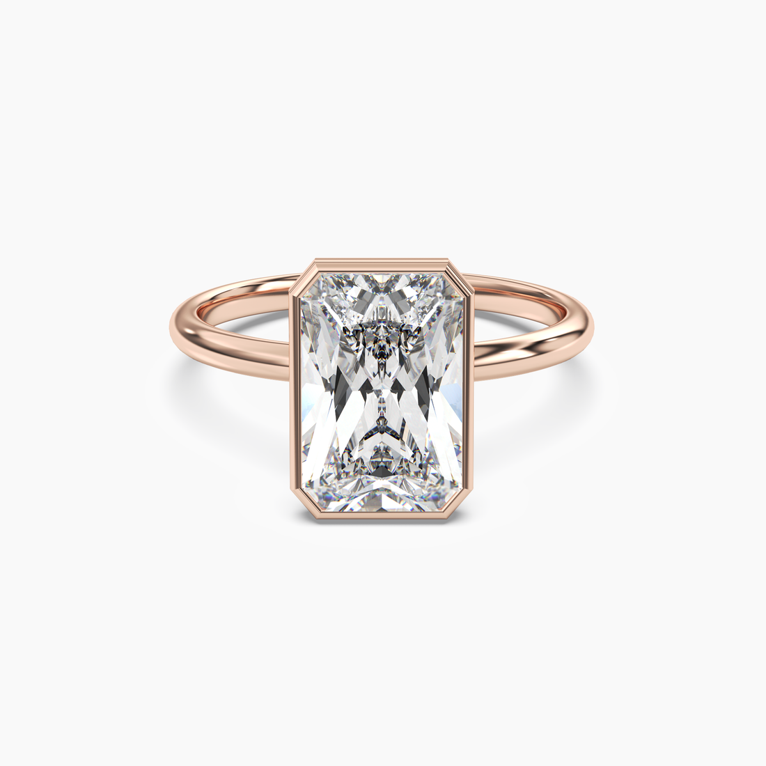 Bezel Radiant Hidden Halo 2 Carat Lab Grown Diamond Engagement Ring in 14K White Gold
