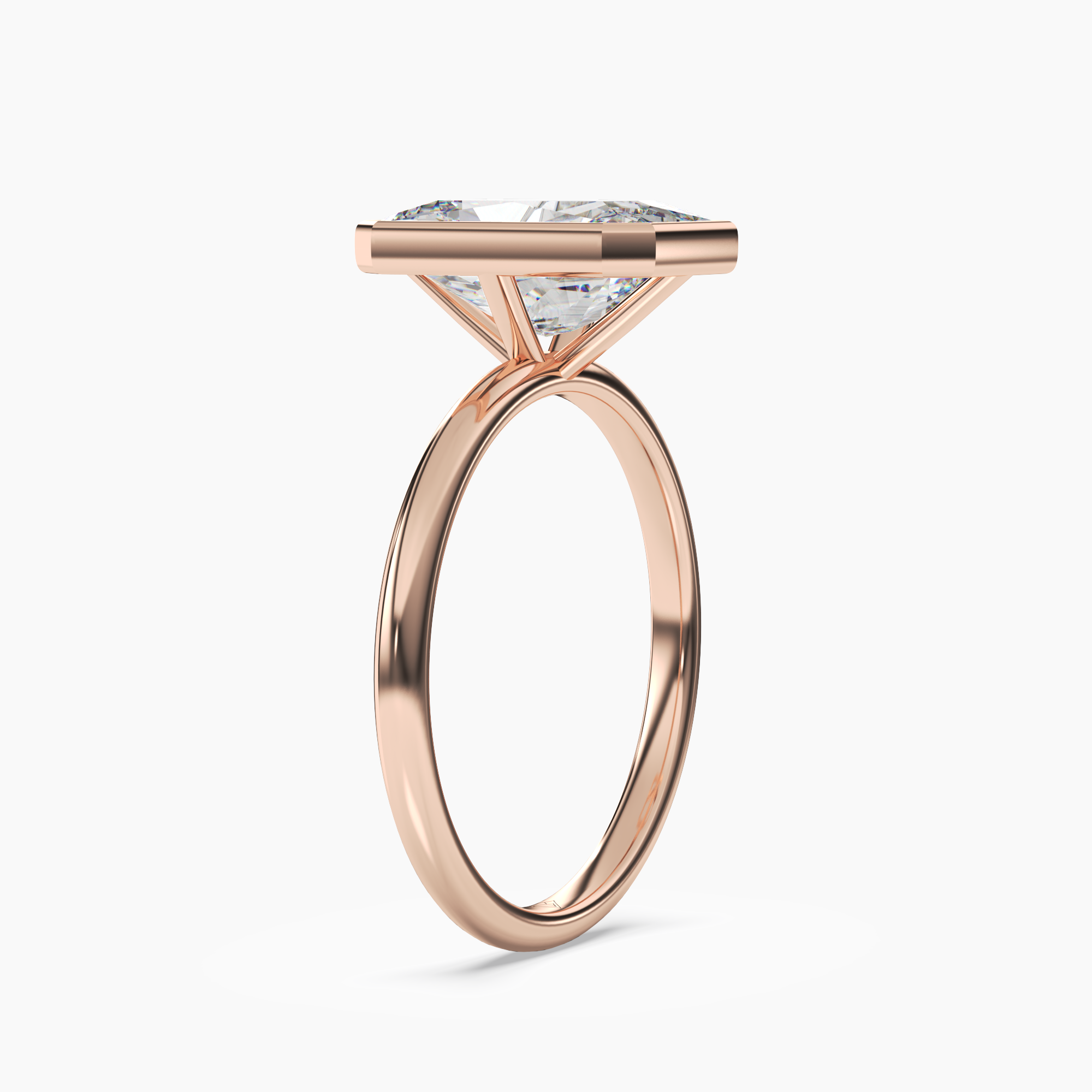 Bezel Radiant Hidden Halo 1.5 Carat Lab Grown Diamond Engagement Ring in 14K White Gold