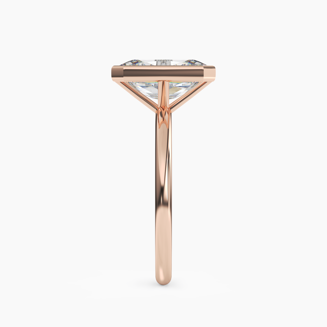 Bezel Radiant Hidden Halo 1.5 Carat Lab Grown Diamond Engagement Ring in 14K White Gold