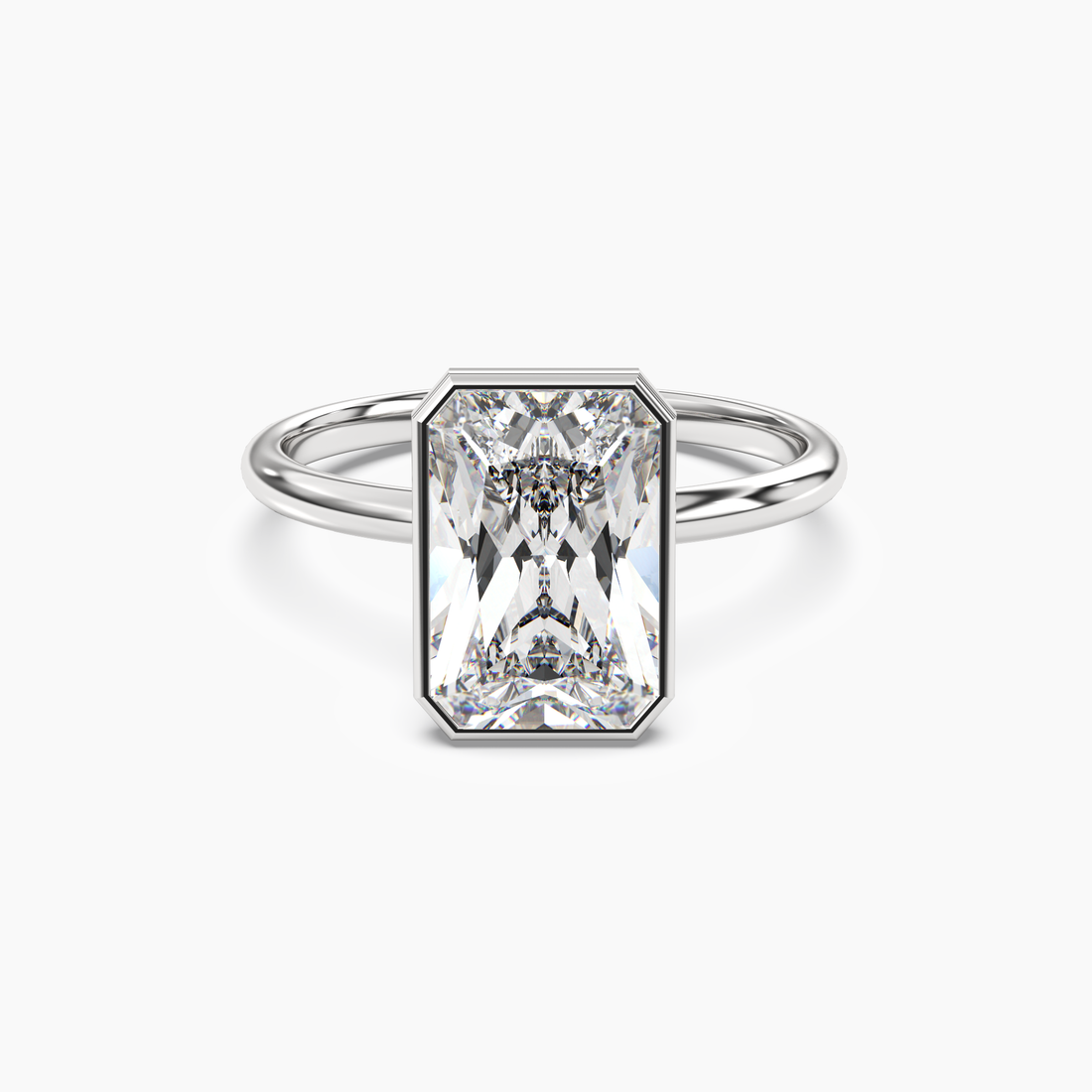 Bezel Radiant Hidden Halo Diamond Ring Setting in 18K Rose Gold