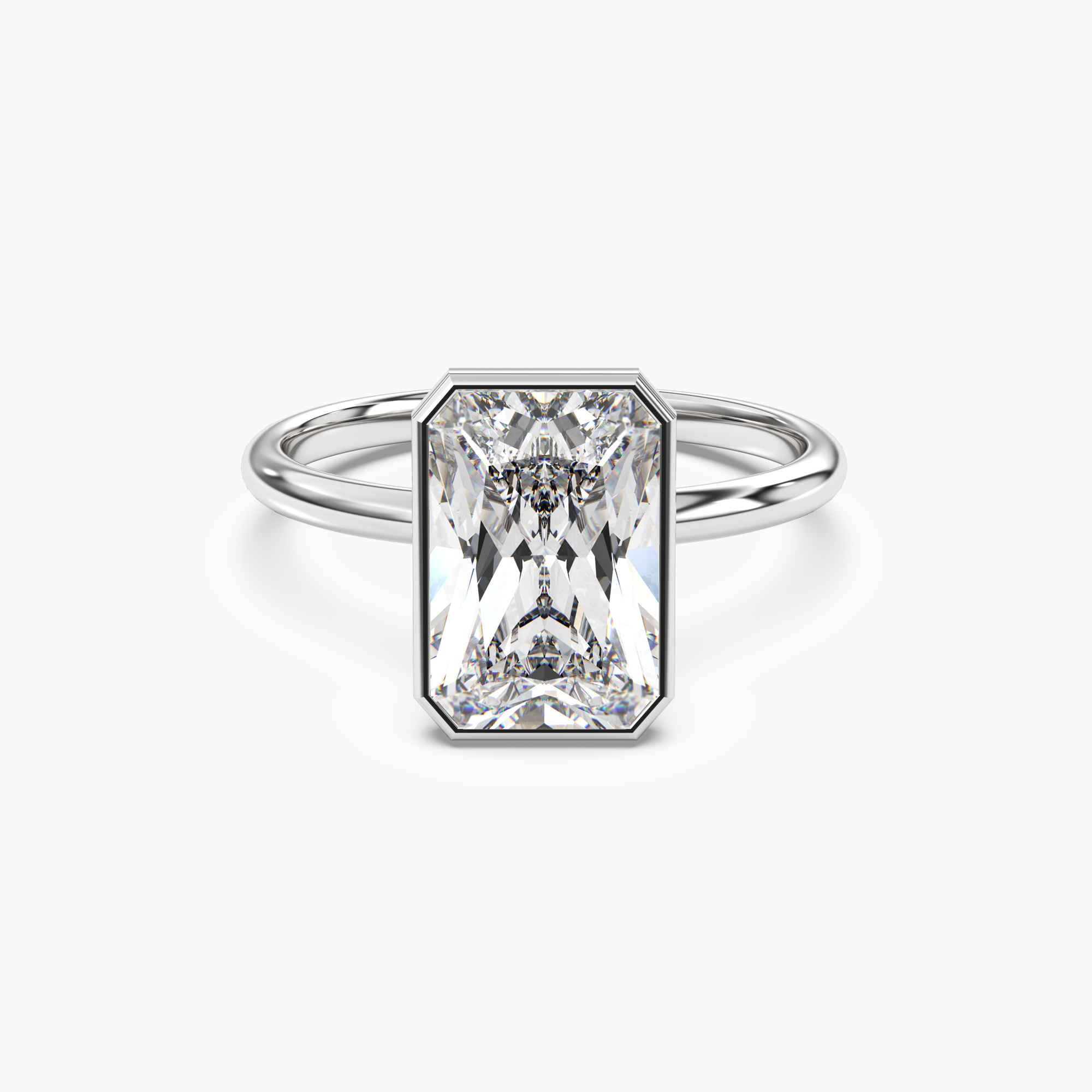 Bezel Radiant Hidden Halo 1.5 Carat Lab Grown Diamond Engagement Ring in 18K Yellow Gold