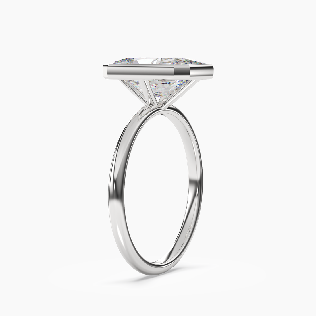 Bezel Radiant Hidden Halo 2.5 Carat Lab Grown Diamond Engagement Ring in 18K White Gold