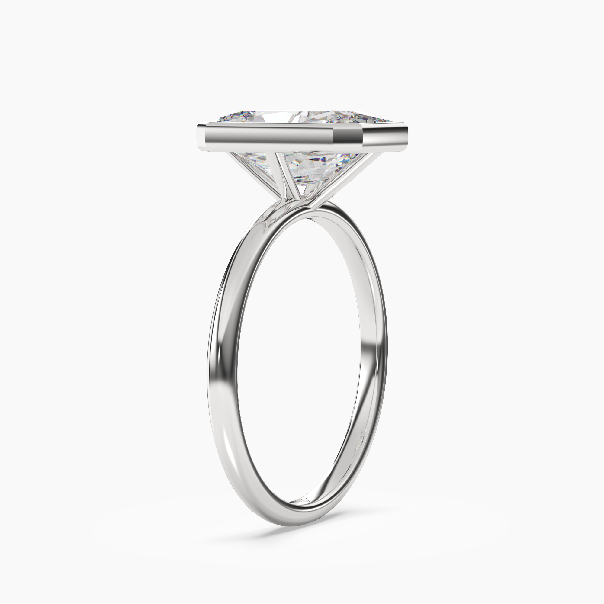 Bezel Radiant Hidden Halo 2.5 Carat Lab Grown Diamond Engagement Ring in 14K White Gold