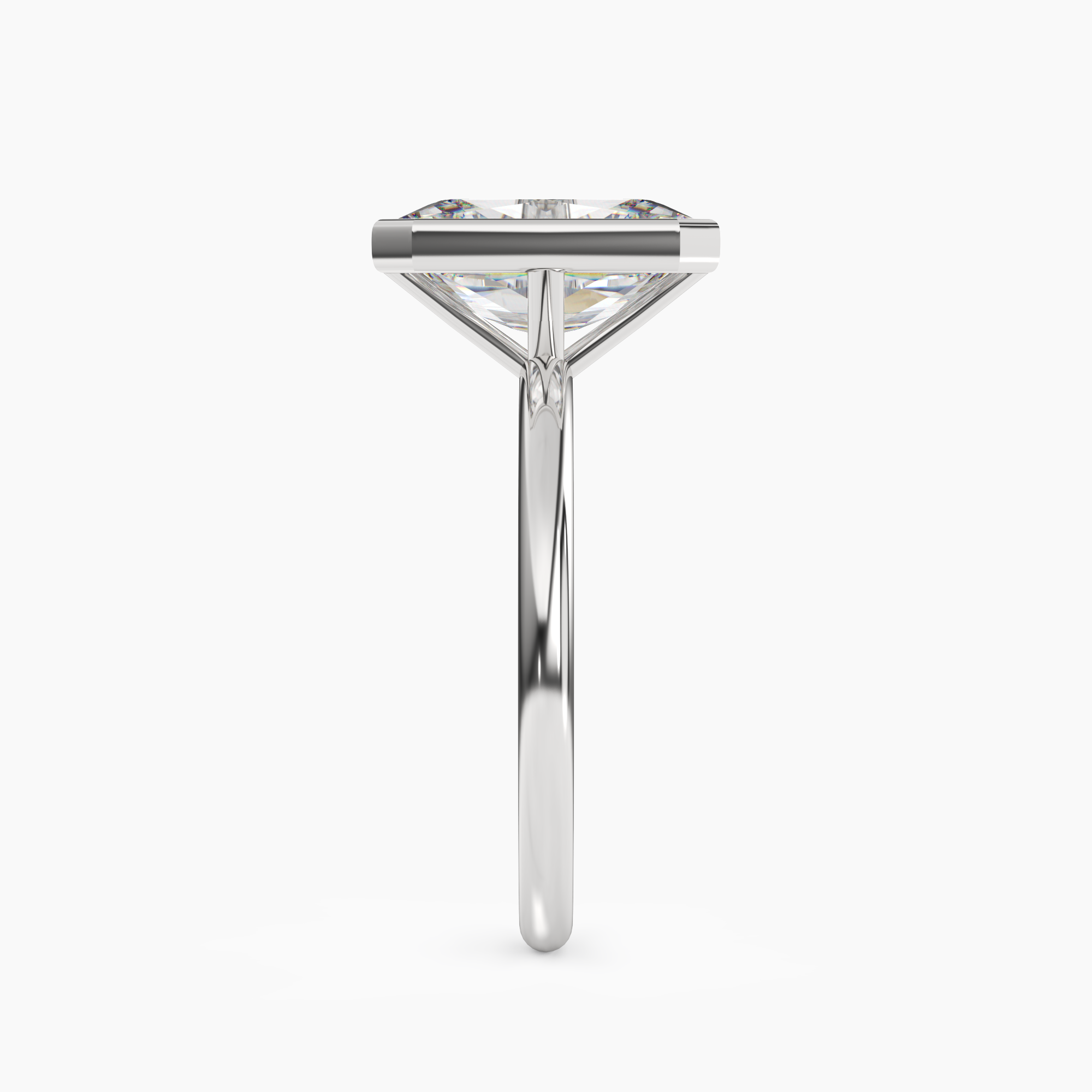 Bezel Radiant Hidden Halo 2.5 Carat Lab Grown Diamond Engagement Ring in 18K White Gold