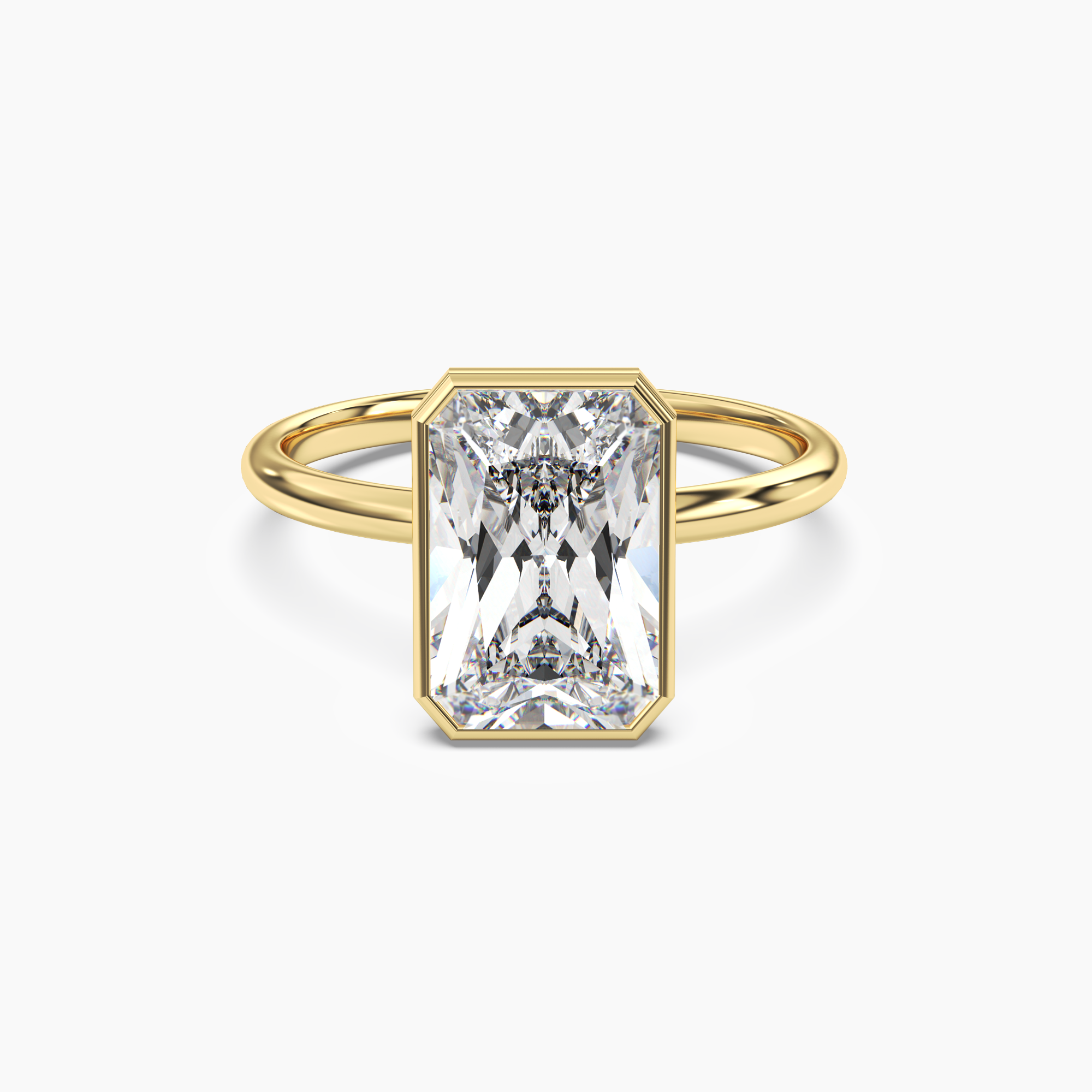 Bezel Radiant Hidden Halo 1.5 Carat Lab Grown Diamond Engagement Ring in 18K Yellow Gold