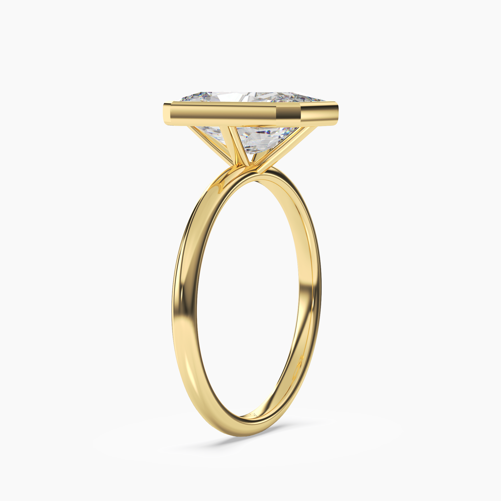 Bezel Radiant Hidden Halo 3 Carat Lab Grown Diamond Engagement Ring in 18K Rose Gold