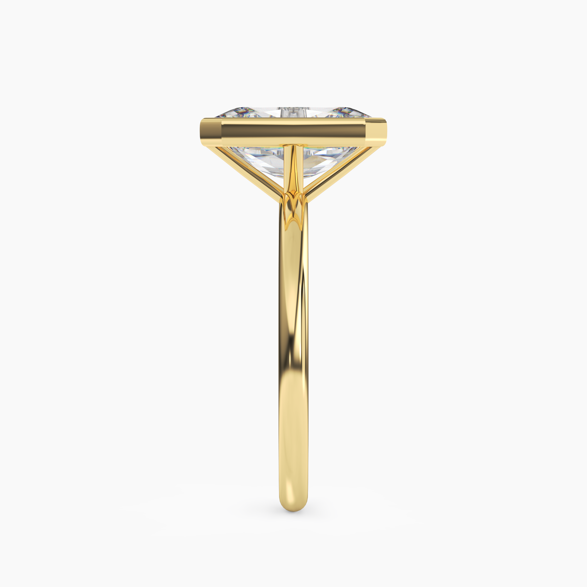 Bezel Radiant Hidden Halo 3 Carat Lab Grown Diamond Engagement Ring in 18K White Gold