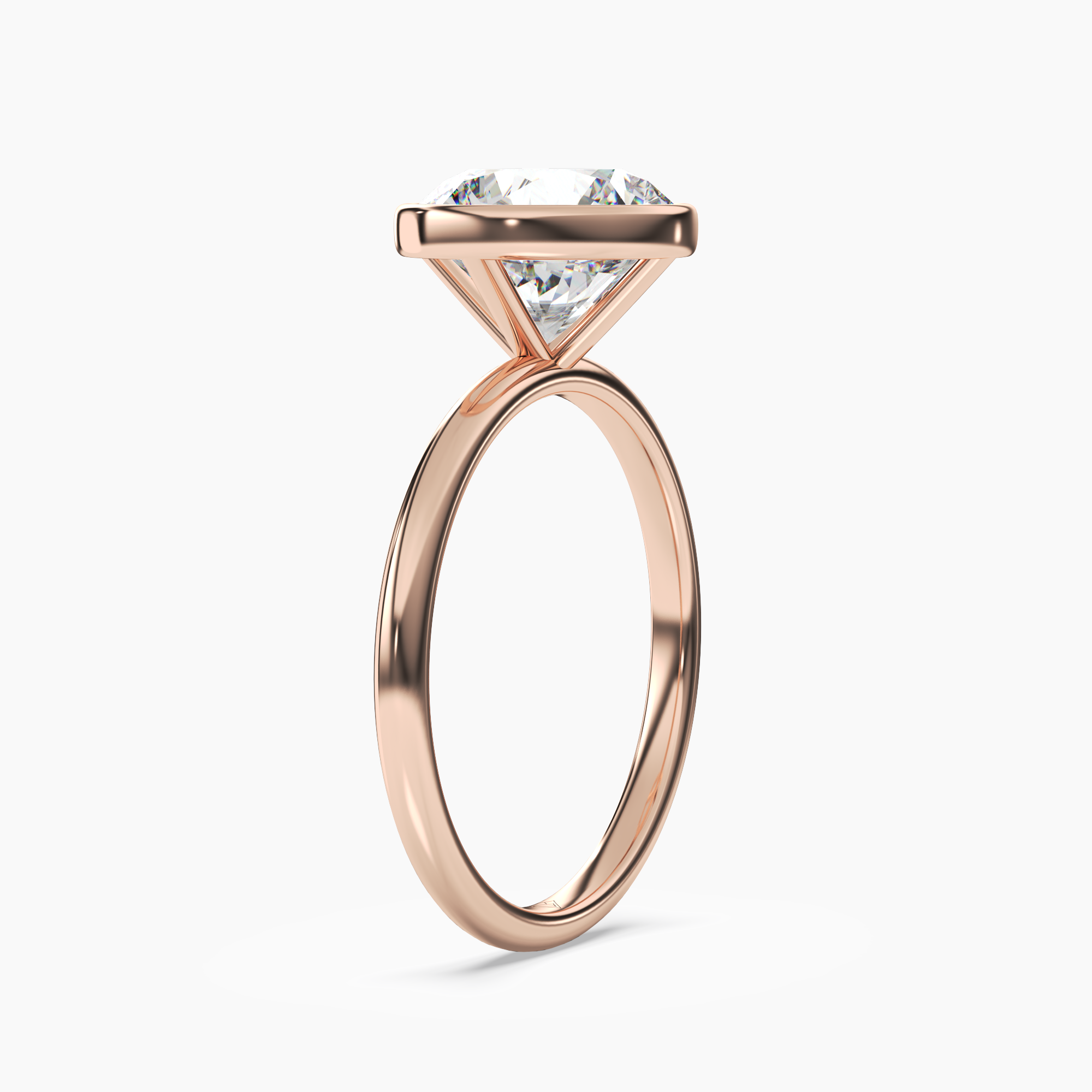 Bezel Round Hidden Halo Diamond Ring Setting in 14K White Gold