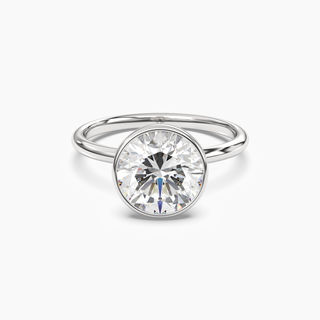 Bezel Round Hidden Halo Diamond Ring Setting in 18K Yellow Gold