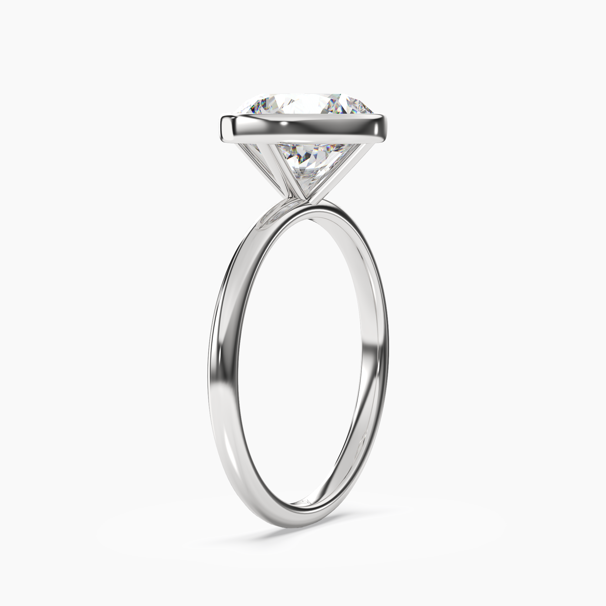 Bezel Round Hidden Halo Diamond Ring Setting in 18K Yellow Gold
