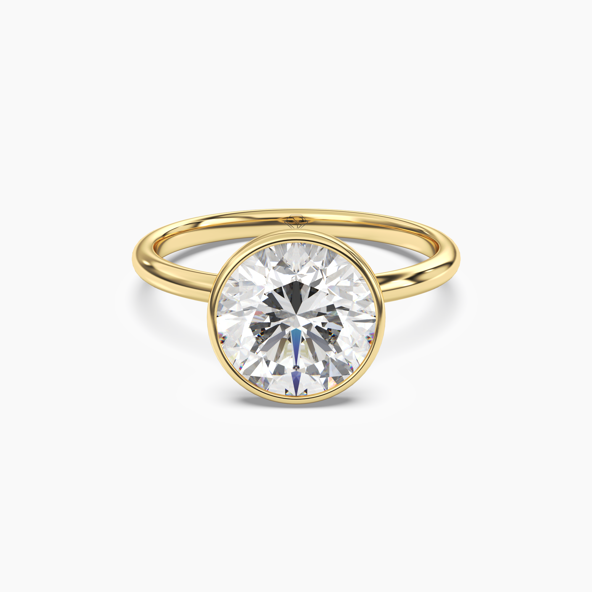 Bezel Round Hidden Halo 3 Carat Lab Grown Diamond Engagement Ring in 18K Yellow Gold