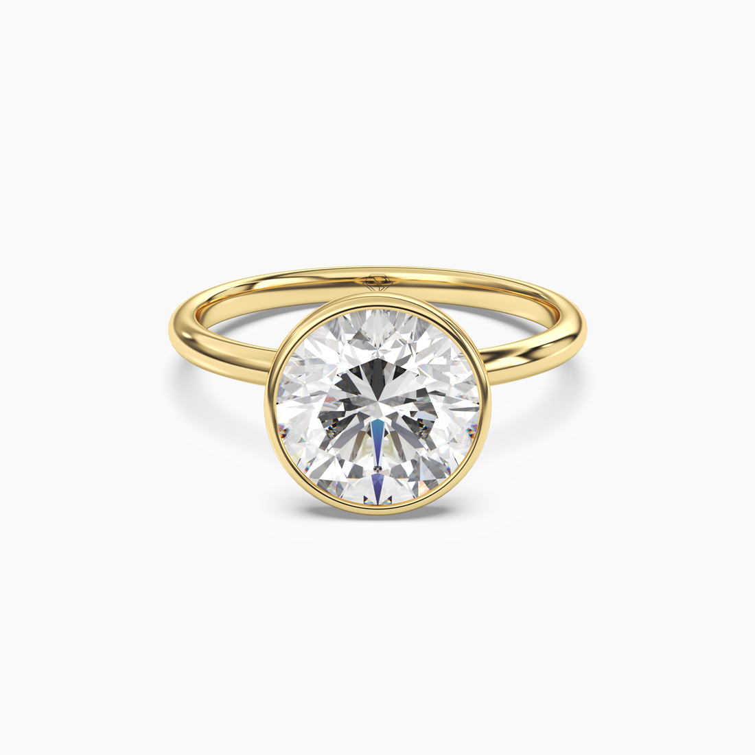 Bezel Round Hidden Halo Diamond Ring Setting in 18K Rose Gold