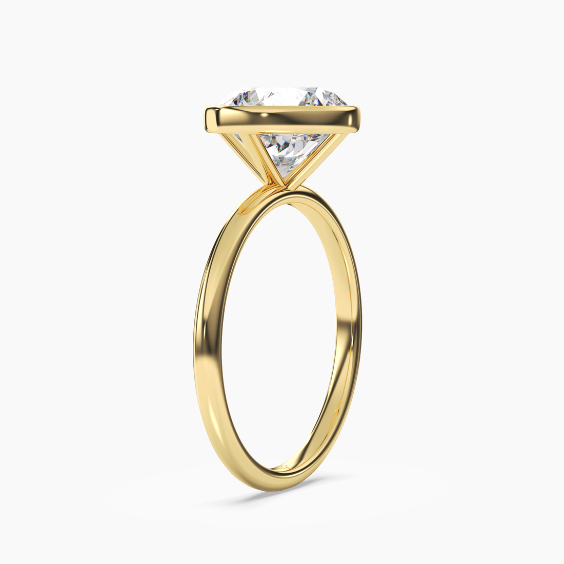 Bezel Round Hidden Halo Diamond Ring Setting in 14K White Gold