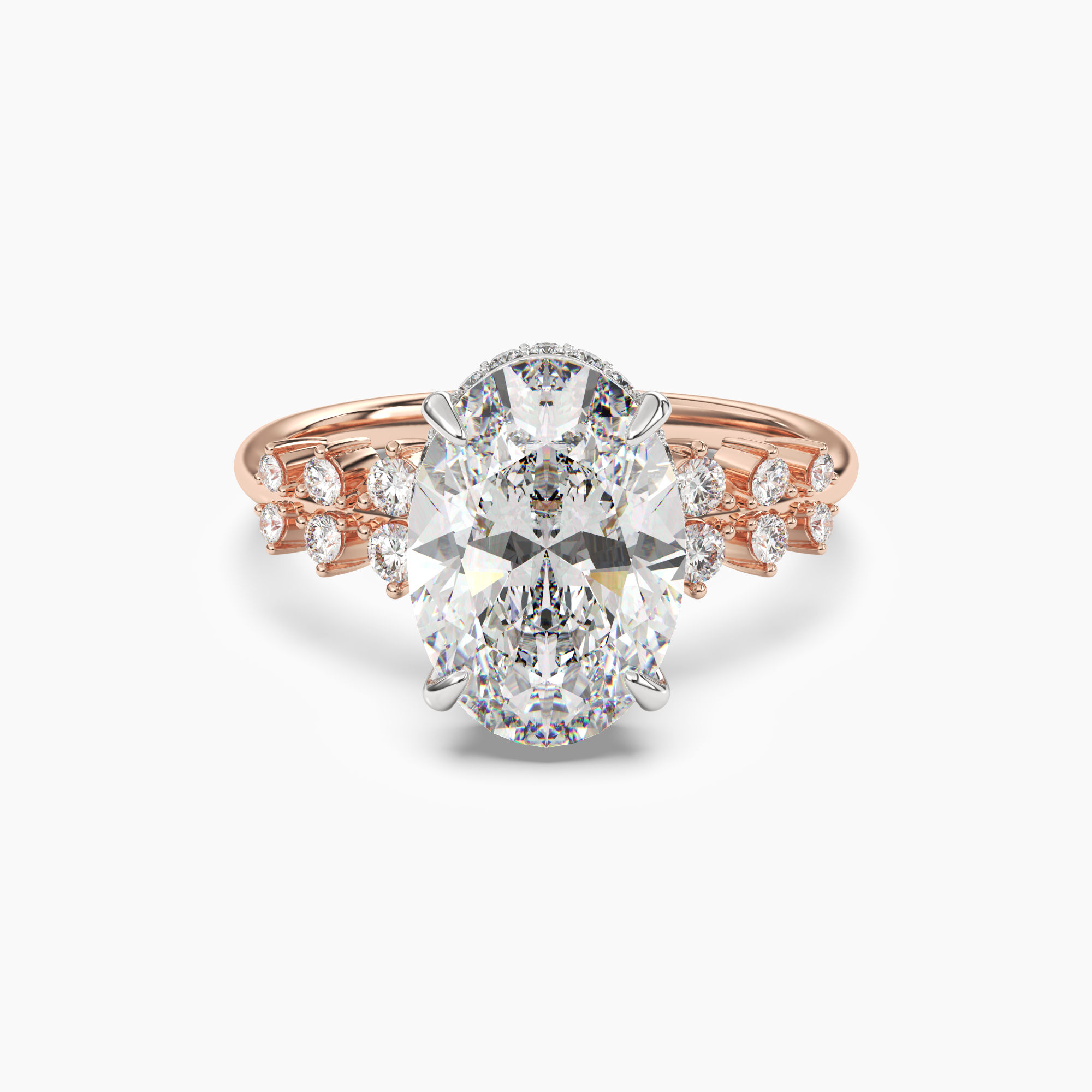 Violet Oval Hidden Halo 1.5 Carat Lab Grown Diamond Engagement Ring in 14K Yellow Gold