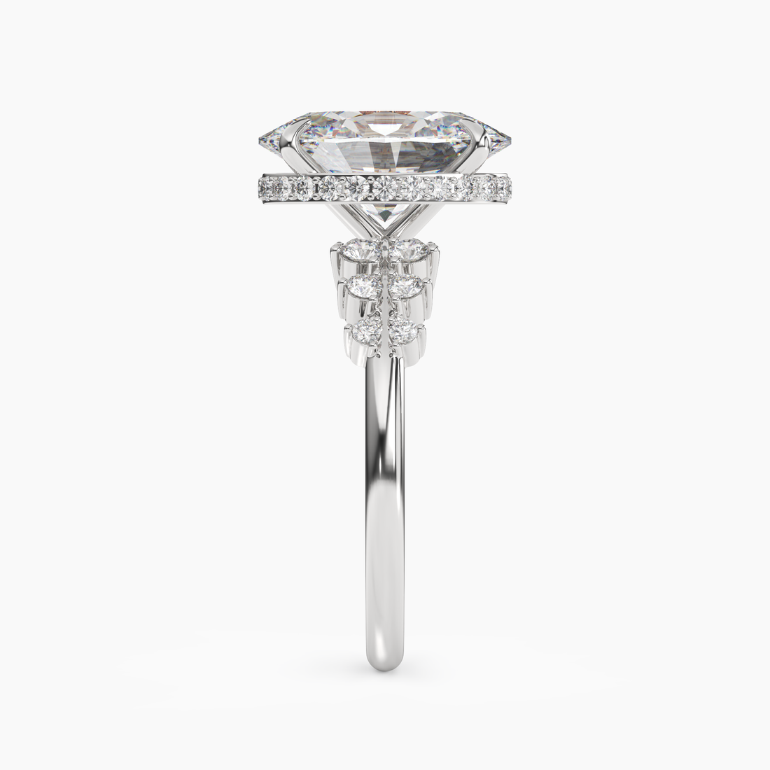 Violet Oval Hidden Halo Diamond Ring Setting in 14K Rose Gold