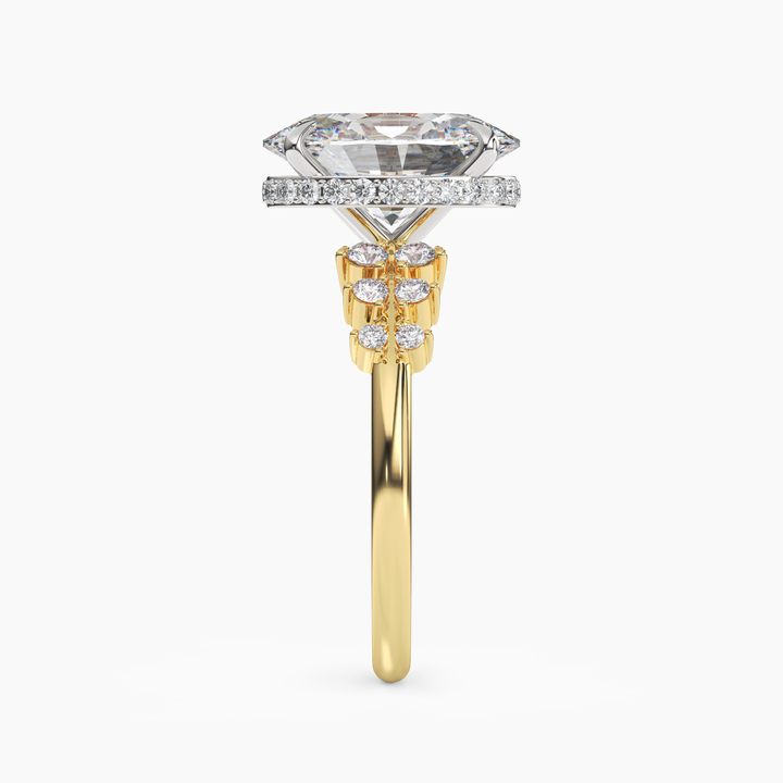 Violet Oval Hidden Halo 2.5 Carat Lab Grown Diamond Engagement Ring in 14K Rose Gold