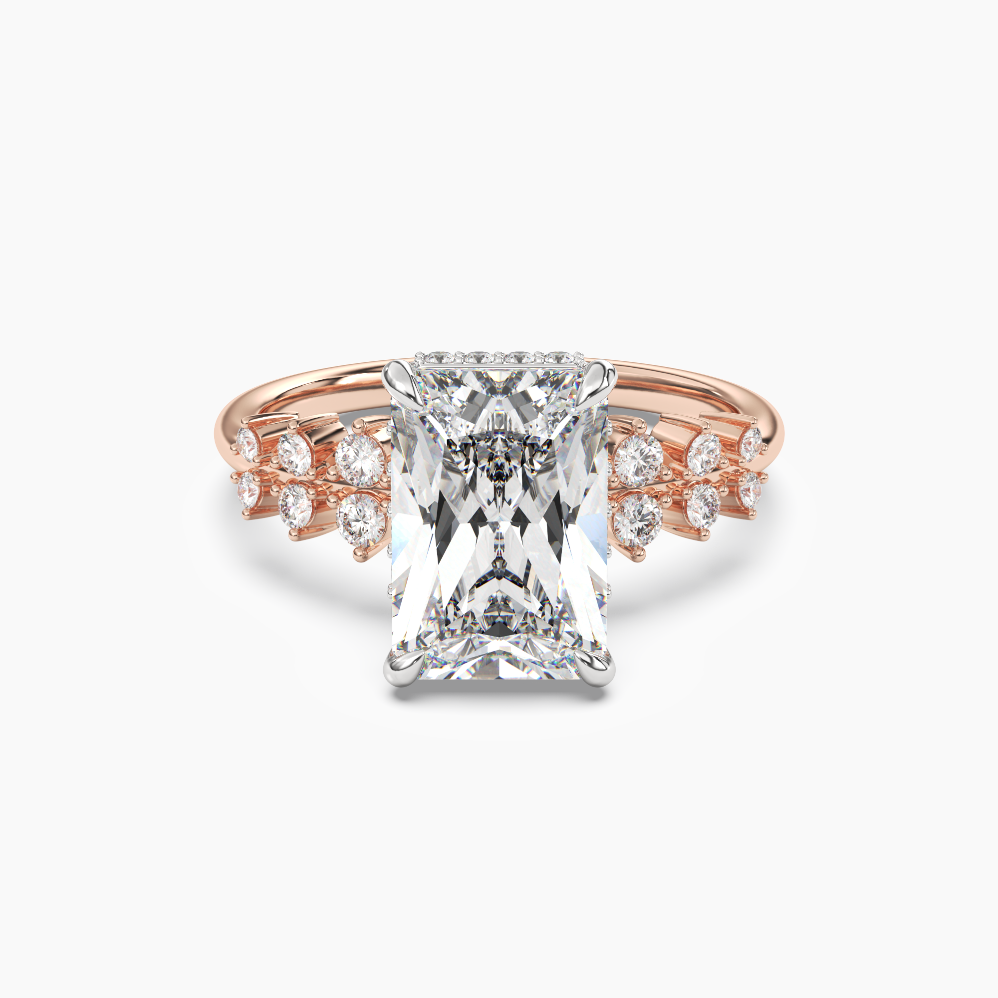 Violet Radiant Hidden Halo 1 Carat Lab Grown Diamond Engagement Ring in 18K White Gold