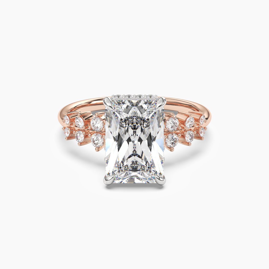 Violet Radiant Hidden Halo 2.5 Carat Lab Grown Diamond Engagement Ring in 14K Rose Gold