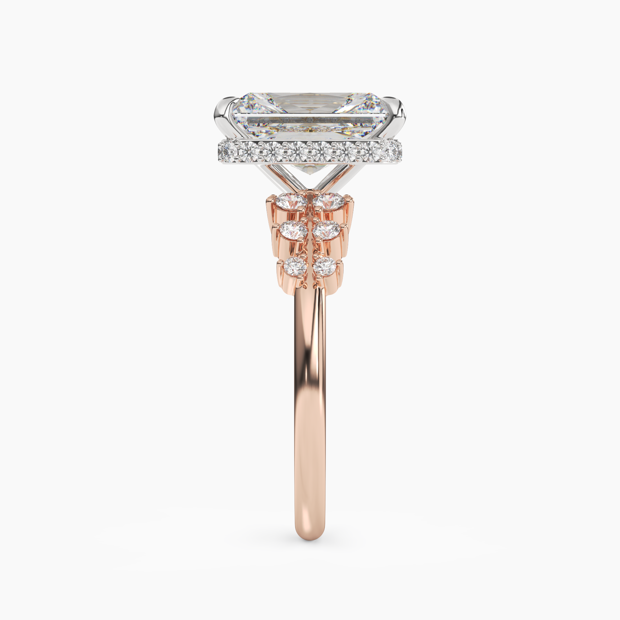 Violet Radiant Hidden Halo 1 Carat Lab Grown Diamond Engagement Ring in 18K Yellow Gold