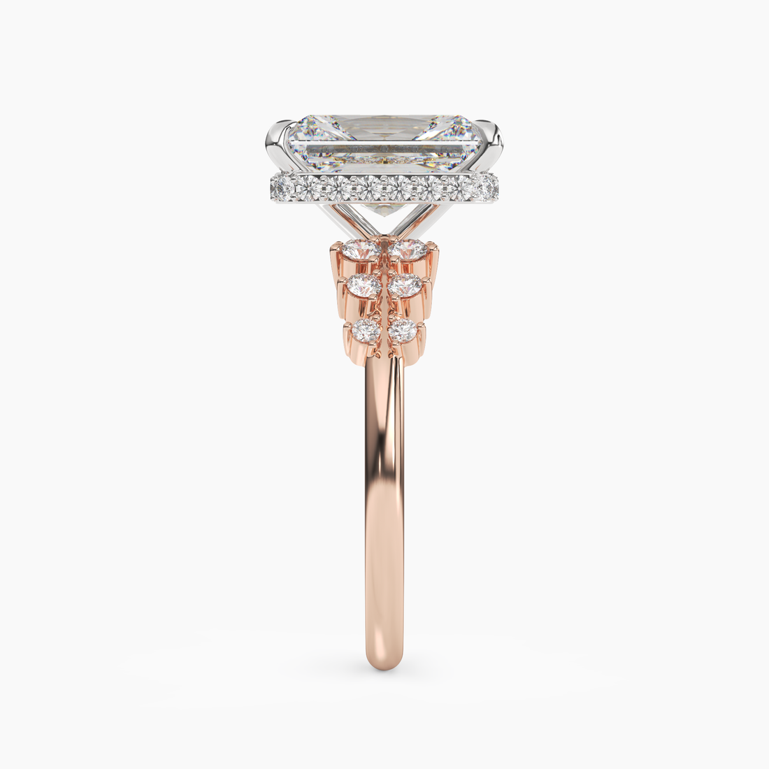Violet Radiant Hidden Halo 1 Carat Lab Grown Diamond Engagement Ring in 18K Yellow Gold