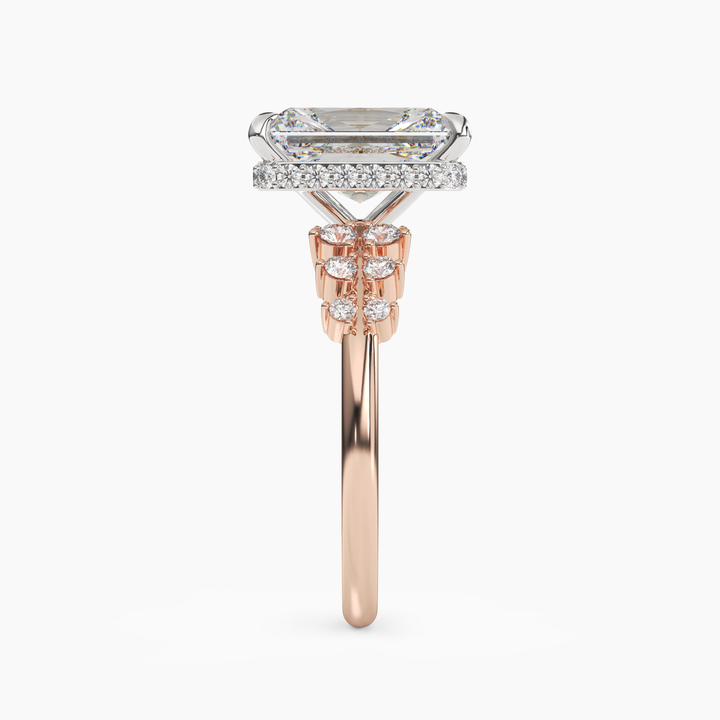 Violet Radiant Hidden Halo 1 Carat Lab Grown Diamond Engagement Ring in 18K Yellow Gold