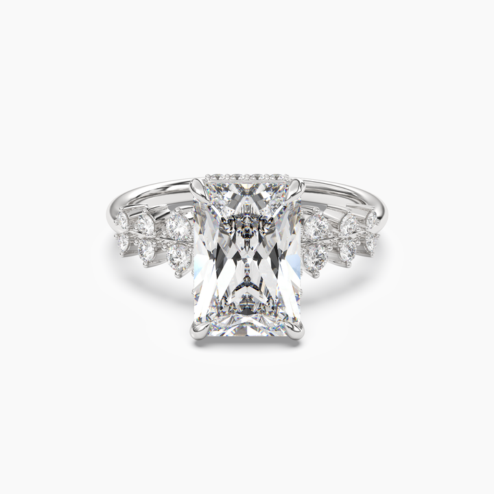 Violet Radiant Hidden Halo 1.5 Carat Lab Grown Diamond Engagement Ring in 14K White Gold