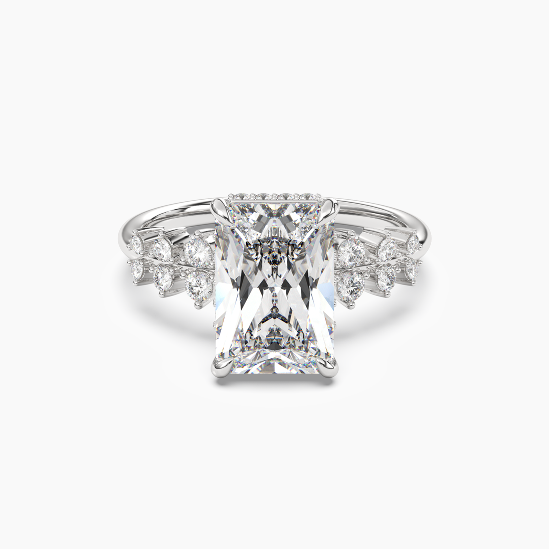 Violet Radiant Hidden Halo 2 Carat Lab Grown Diamond Engagement Ring in 14K Yellow Gold