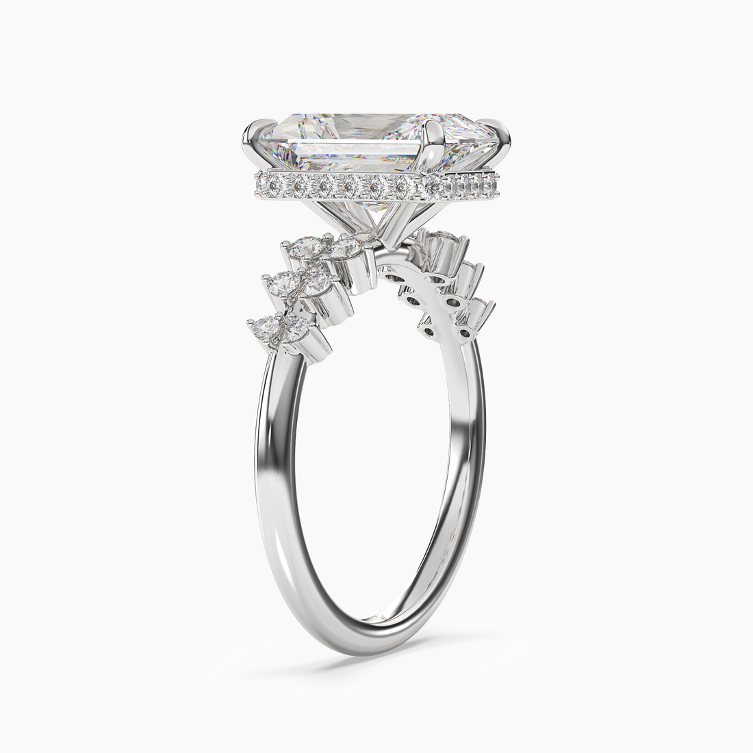 Violet Radiant Hidden Halo 1 Carat Lab Grown Diamond Engagement Ring in 14K Yellow Gold