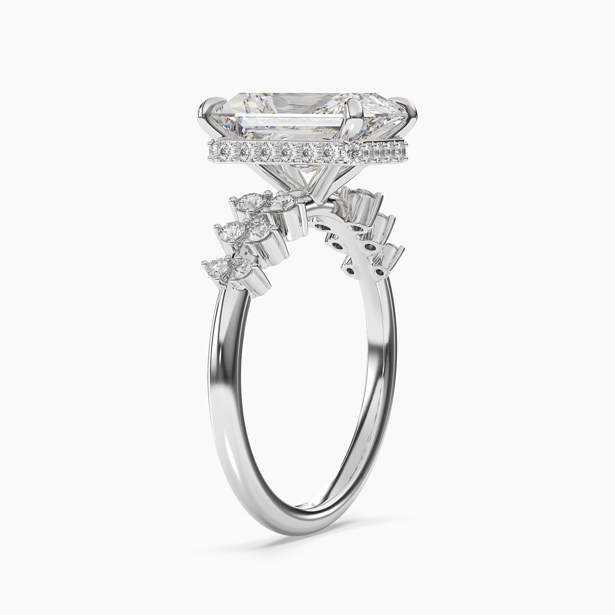 Violet Radiant Hidden Halo 1 Carat Lab Grown Diamond Engagement Ring in 18K Rose Gold