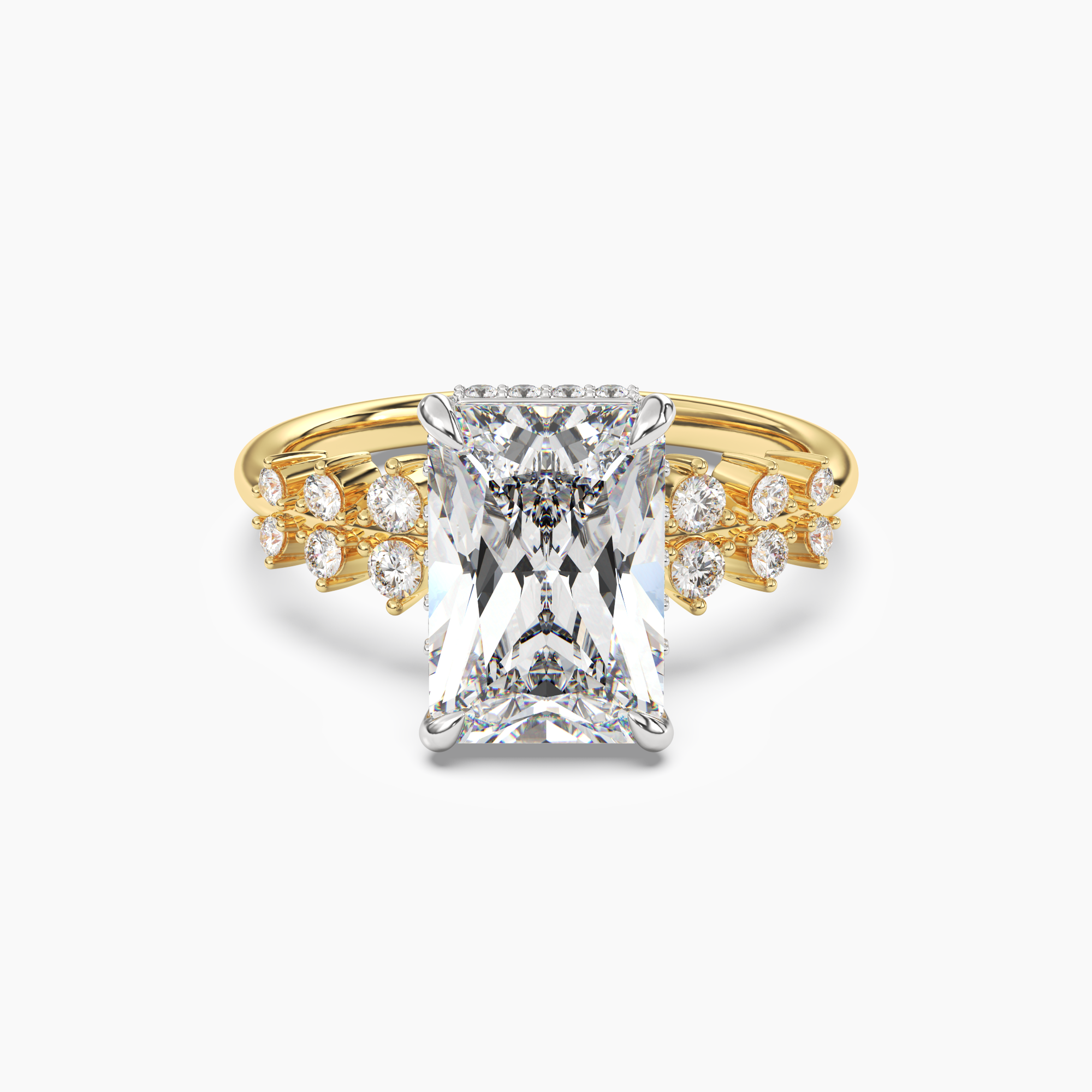Violet Radiant Hidden Halo 1 Carat Lab Grown Diamond Engagement Ring in 18K Yellow Gold